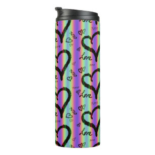 Garrafa Térmica Scribble Love Xoxo Heart Stripe Thermal Tumbler