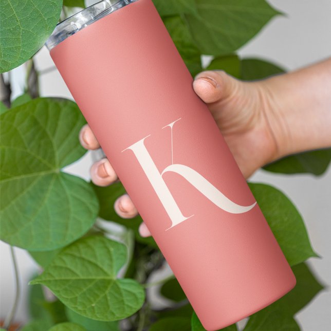 Garrafa Térmica Script de Monograma Rosa de na moda Trendy Girly B (Criador carregado)