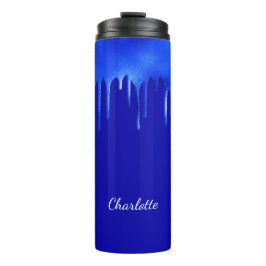 Garrafa Térmica Script de nome de pingar de tinta azul real