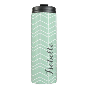 Garrafa Térmica Seafoam e Cinza Herringbone Monograma