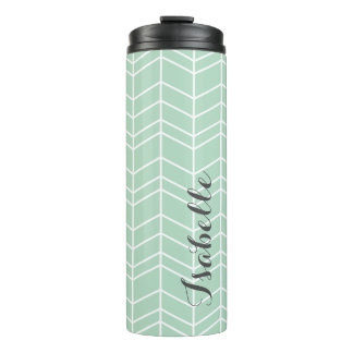 Garrafa Térmica Seafoam e Cinza Herringbone Monograma
