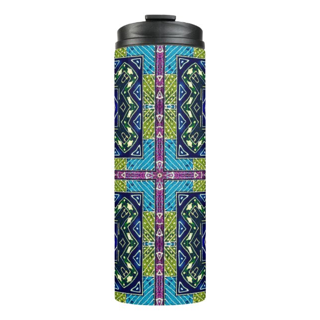 Garrafa Térmica Seamless Aztec Pattern. Ikat Chevron Cloth. Repeat (Frente)