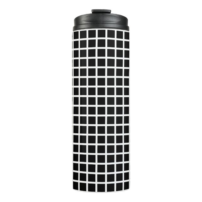 Garrafa Térmica Seamless geometric pattern. Black square on white  (Frente)