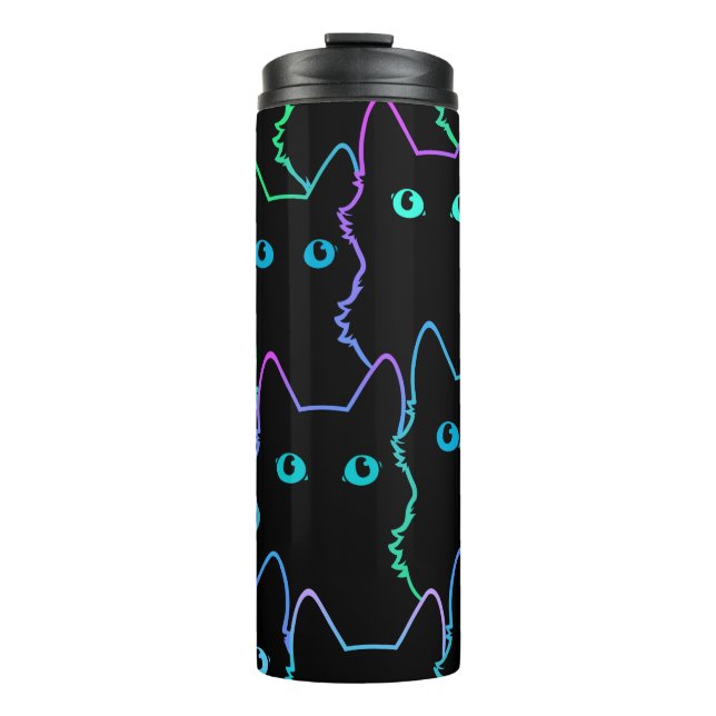 Garrafa Térmica seamless pattern of cute cat silhouettespattern,se (Frente)