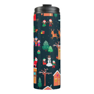 Garrafa Térmica Seamless pattern of happy Christmastime in a villa