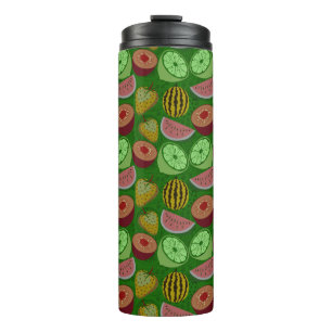 Garrafa Térmica Seamless pattern tropical fruit & green background