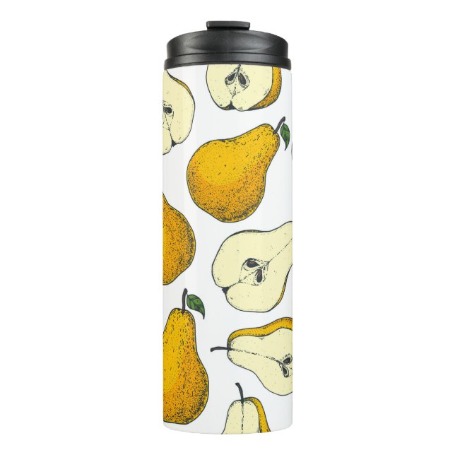 Garrafa Térmica Seamless pattern with pear. Hand drawn pattern bac (Frente)