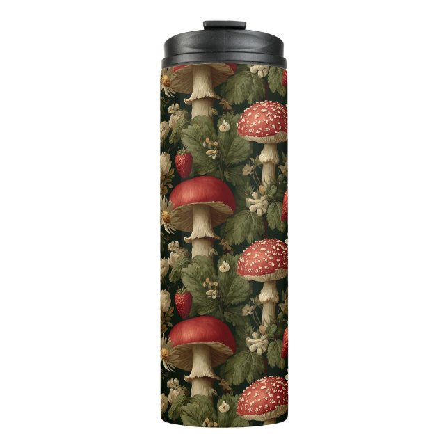 Garrafa Térmica Seamless Pattern with Red Fly Agaric and Flowers (Frente)