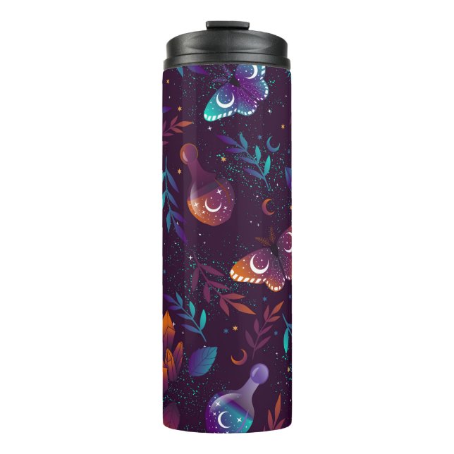 Garrafa Térmica Seamless pattern with space butterfly, crystals, h (Frente)