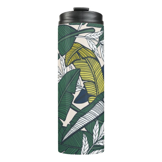 Garrafa Térmica Seamless tropical pattern with banana leaves. Hand (Frente)