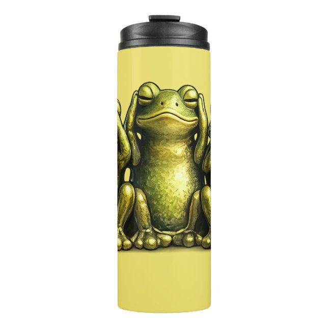 Garrafa Térmica See Hear Speak No Evil Funny Frogs (Frente)