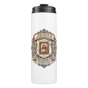 Garrafa Térmica Selo Postal Vintage Jesus Selo Postal Vintage Jesu