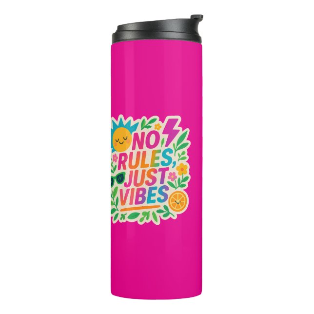 Garrafa Térmica Sem Regras Apenas Vibes - Gradiente Neon Kawaii-Pu (Giro à esquerda)