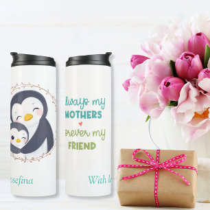 Garrafa Térmica Sempre minha mãe - Mãe e bebê pinguins