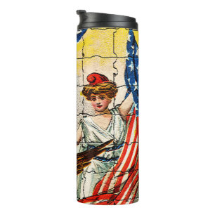 Garrafa Térmica Senhora Vintage, Águia, Bandeira e Mosaico do Sino