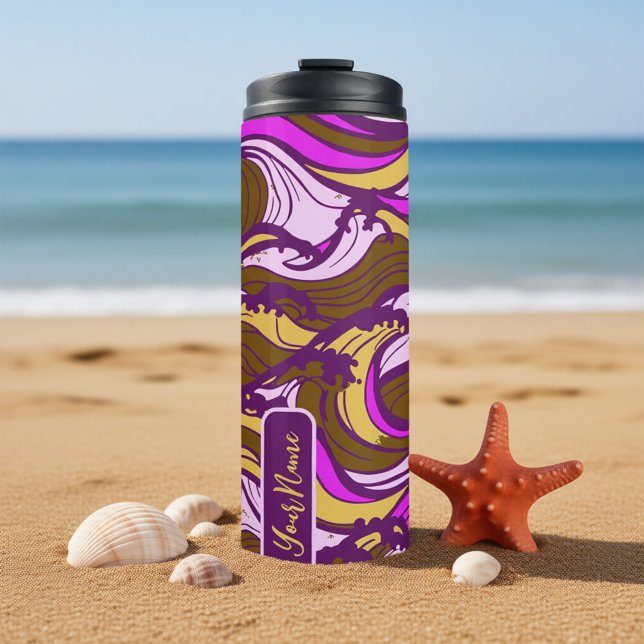 Garrafa Térmica Sepia Abstract Pebble Bean Repeating Pattern (Criador carregado)