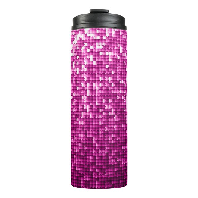 Garrafa Térmica Sequências cor-de-rosa com brilho (Frente)