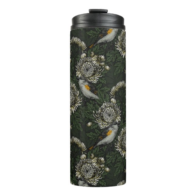 Garrafa Térmica Sequoias no crisântemo em verde e branco (Frente)