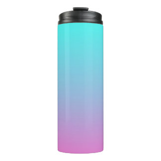 Garrafa Térmica Sereia coloração gradiente rosa púrpura aqua ombre
