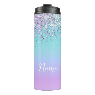 Garrafa Térmica Sereia Glitter Tumbler Personalizado Térmico