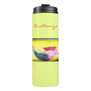 Garrafa Térmica sereia mosaica rosa