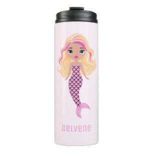 Garrafa Térmica Sereia Rosa Adorável