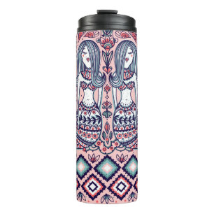 Garrafa Térmica Sereias Elementos Folclóricos Vintage Invisível