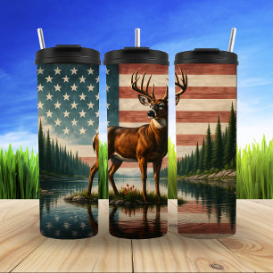 Garrafa Térmica Serene Deer com Bandeira Patriótica