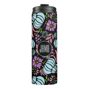Garrafa Térmica Serenidade Personalizada  Padrão de Rosa Azul Quar