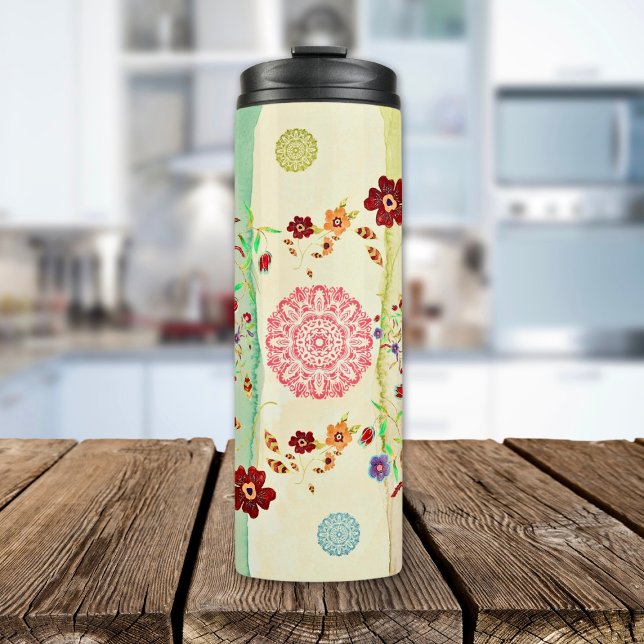 Garrafa Térmica Serenity Blooms Watercolor Bliss (Stay cool and chic with our Serenity Boho Thermal Tumbler!)