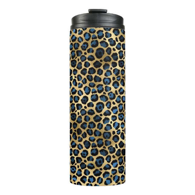 Garrafa Térmica Série Blue and Gold Leopard Design 4 (Frente)