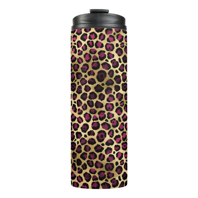 Garrafa Térmica Série Burgundy e Gold Leopard Design 2 (Frente)