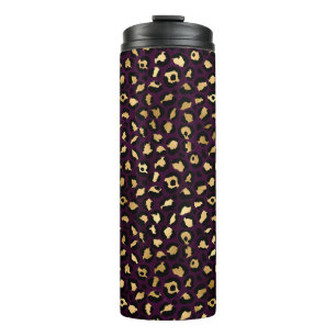 Garrafa Térmica Série Leopardo roxa e Dourada Design 2