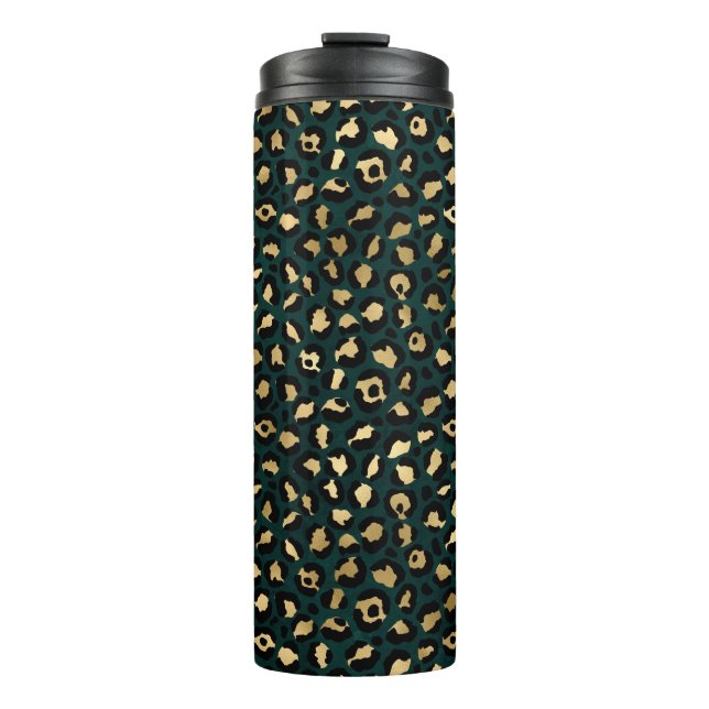 Garrafa Térmica Série Teal e Gold Leopard Design 1 (Frente)