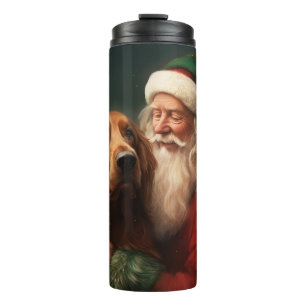 Garrafa Térmica Setter Vermelho Irlandês Papai Noel Natal Festivo