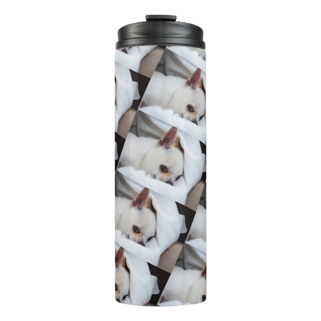 Garrafa Térmica Seu cachorro de estimação, foto personalizada, pad (Frente)