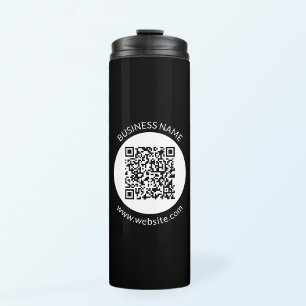 Garrafa Térmica Seu código QR carregado Texto e Cores Editáveis