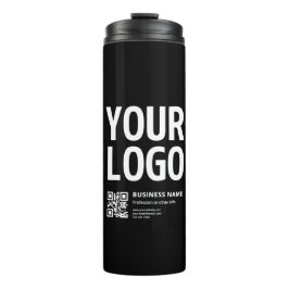 Garrafa Térmica Seu logotipo c/ código QR e texto editáveis
