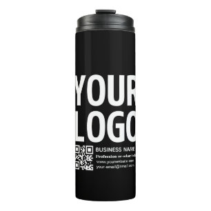 Garrafa Térmica Seu logotipo c/ código QR editável & Texto
