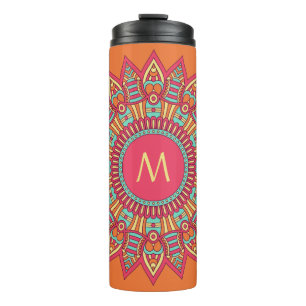 Garrafa Térmica Seu Monograma em um Tumbler personalizado Boho Fra