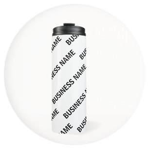 Garrafa Térmica Seu Padrão de Nome de Negócios   Preto & Branco