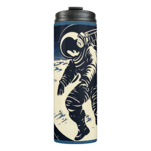 Garrafa Térmica SF - Astronauta no Spacewalk Woodcut 3