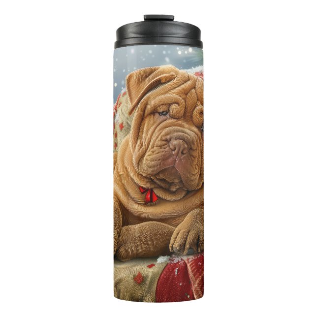 Garrafa Térmica Shar Pei Cachorro Festivo (Frente)