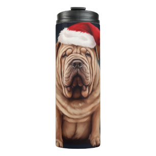 Garrafa Térmica Shar Pei Dog no Natal da Neve