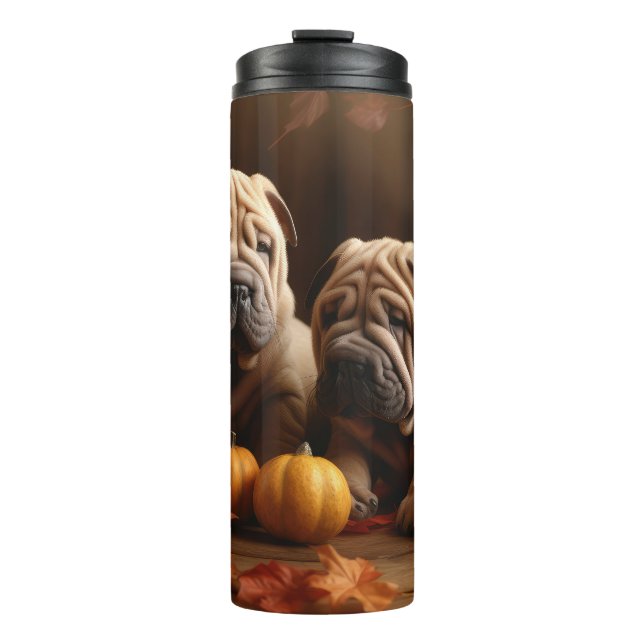 Garrafa Térmica Shar Pei Puppy Autumn Delight Pumpkin (Frente)