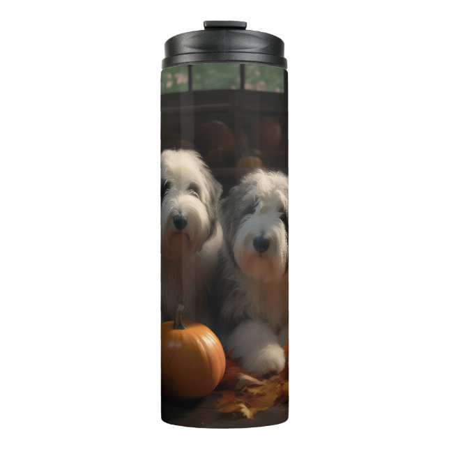 Garrafa Térmica Sheepdog Inglês Puppy Autumn Delight Pumpkin (Frente)