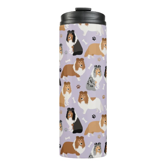 Garrafa Térmica Sheltie Dog Bones e Paws Thermal Tumbler (Frente)