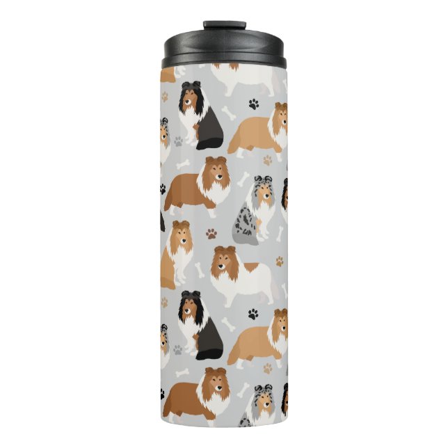 Garrafa Térmica Sheltie Dog Bones e Paws Thermal Tumbler (Frente)
