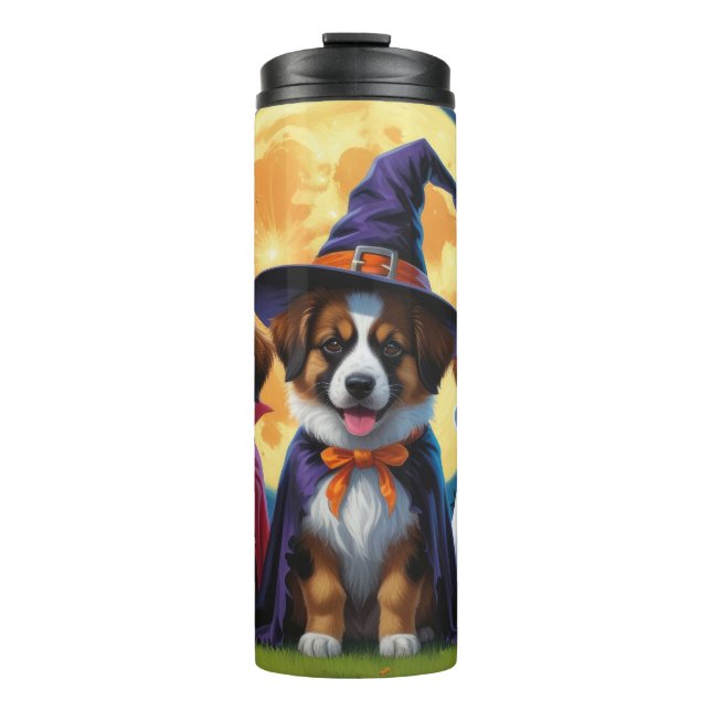 Garrafa Térmica Shepherd Belga Cães Pumpkin Halloween Engraçado (Frente)