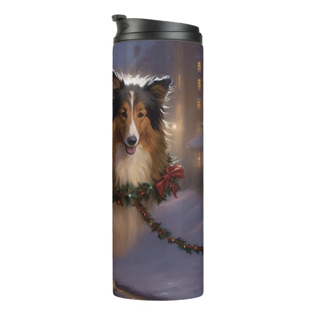 Garrafa Térmica Shetland Sheepdog Christmas Fesason Season (Rotação à direita)